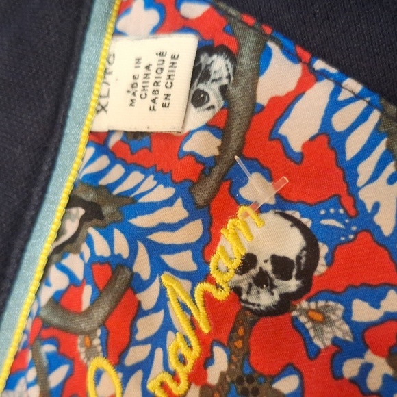 Robert Graham Skull Detail Navy Vlue Men's Polo Size XL - Picture 2 of 6
